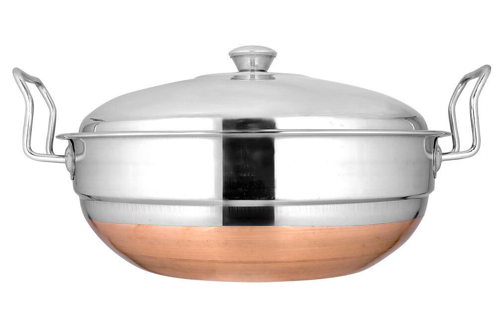 Stainless Steel Idli Cooker And Steamer With Copper Base - Color: Silver