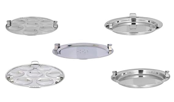 Stainless Steel Idli Cooker And Steamer With Copper Base - Color: Silver