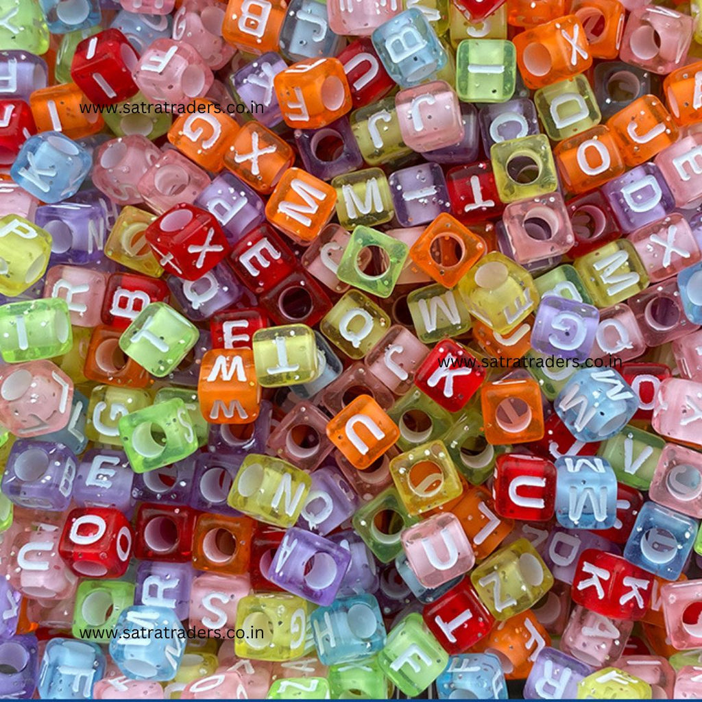 ABC Transparent Letter Square Beads