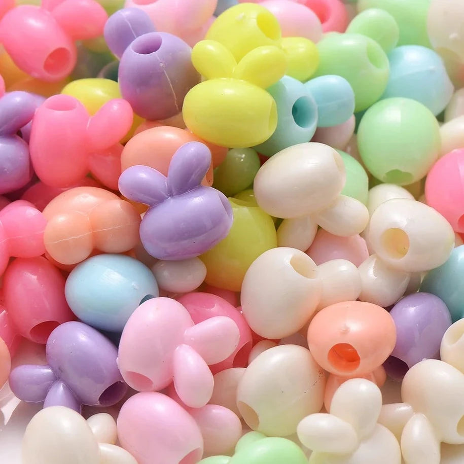 Assorted Rabbit Plastic Beads - 100g In Varied Colors | Ideal For Creative Crafts, Diy Projects, And Jewelry Making