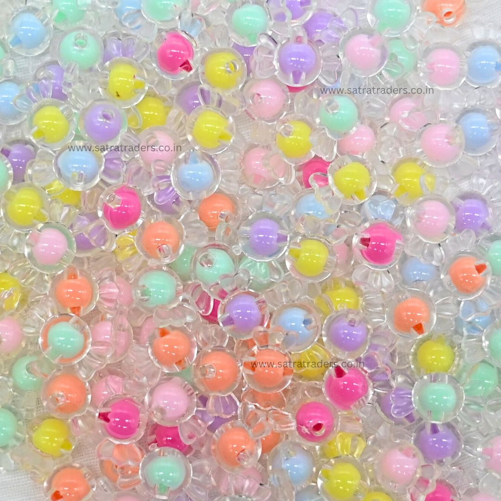 Assorted Candy Transparent Pastel Plastic Beads | Size : 9mm |100g