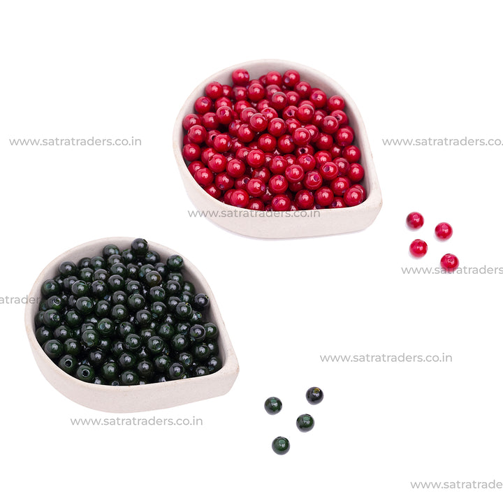 Plastic Beads - 100g, Sizes: 4mm, 5mm, 6mm, 8mm | Versatile Crafting Supplies Ideal For Jewelry Making And Diy Projects
