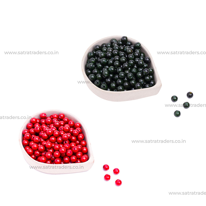 Plastic Beads - 100g, Sizes: 4mm, 5mm, 6mm, 8mm | Versatile Crafting Supplies Ideal For Jewelry Making And Diy Projects