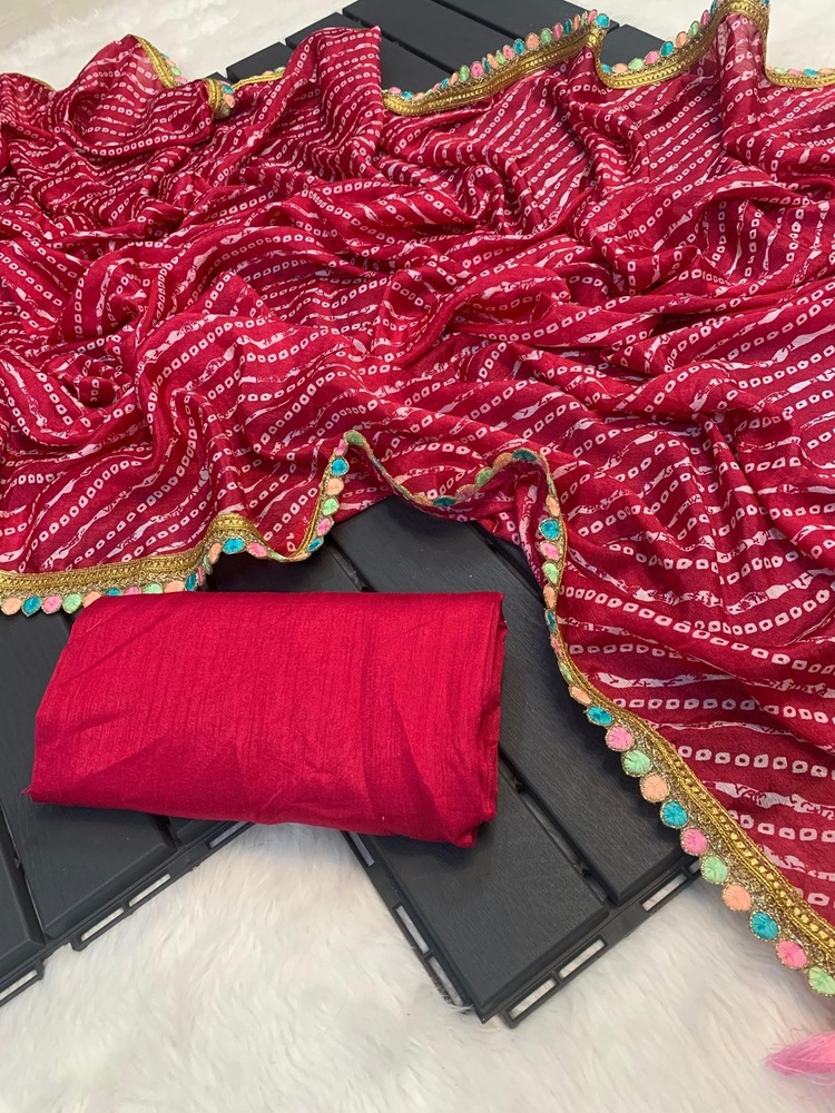 Rani Bandhani Printed Saree
