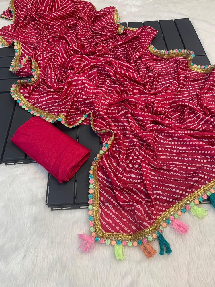 Rani Bandhani Printed Saree