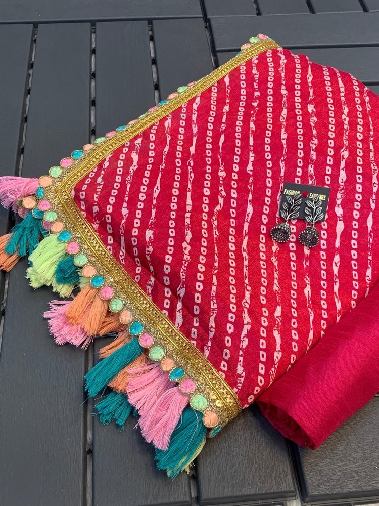 Rani Bandhani Printed Saree