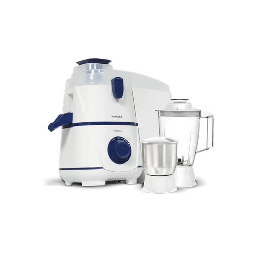 Havells Rigo Juicer Mixer Grinder - 500W Power, 2 Jars | White Finish, 220 Volt Voltage, Warranty Included
