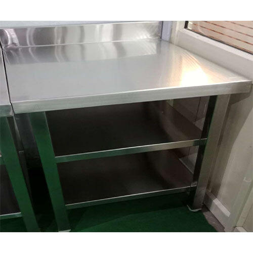 S. S. Work Table With 2 Under Shelf - Color: Silver