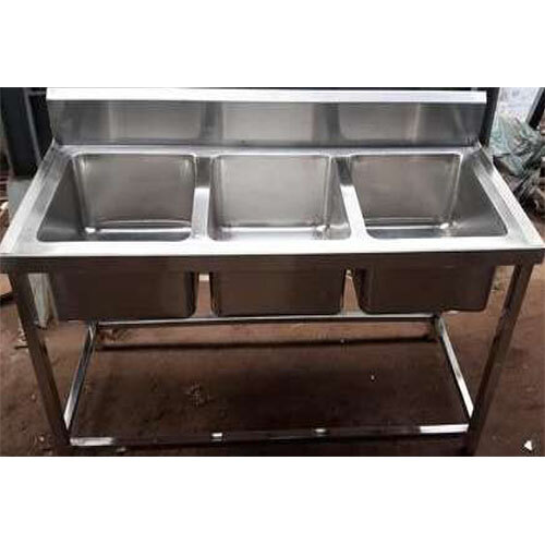 S. S. Three Sink Unit - Color: Silver