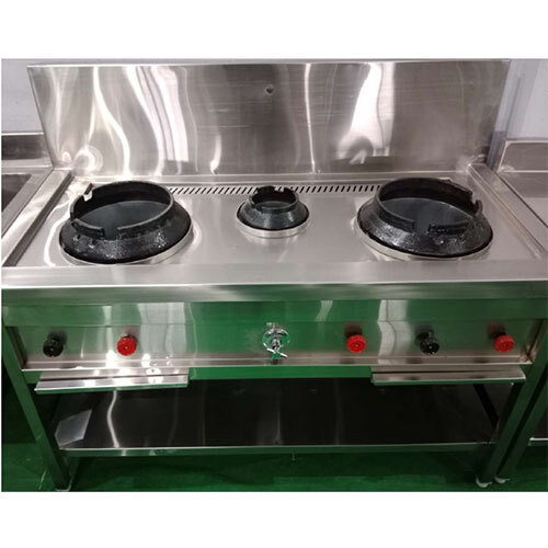 S. S. Three Burner (2+1) Chinese Range With Plumbing - Application: Commercial