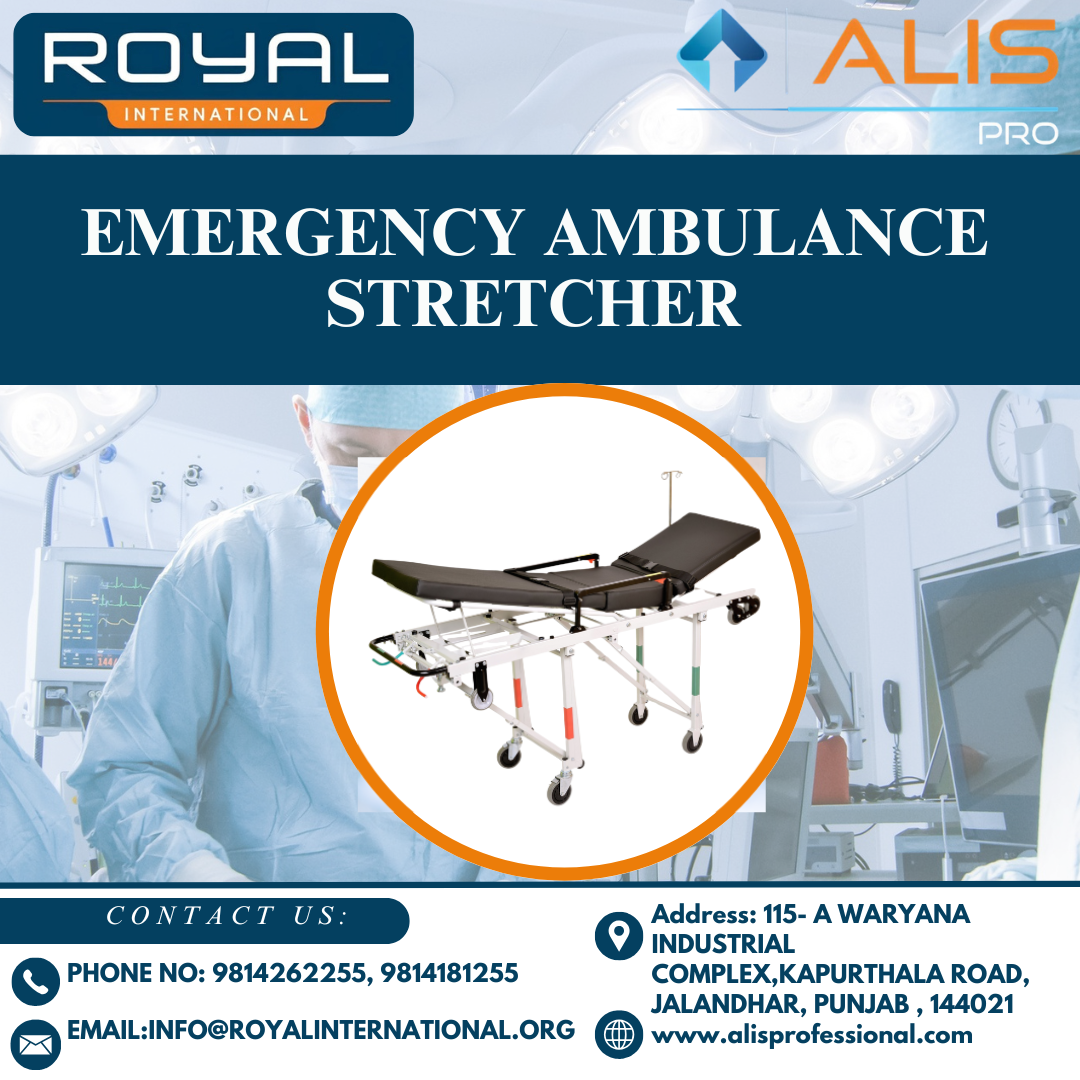 Emergency Ambulance Stretcher - Aluminum Alloy, Approx. 1900x550x500-800 Mm, Black And White | Height Adjustable, Foldable, 4 Swivel Castors With Brakes, Iv Holder