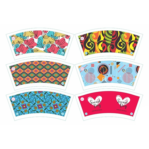 Disposable Printed Paper Cup Blank - Paper, 250ml, Multicolor Print Pattern , Durable Matte Finish for Customization and Versatile Use