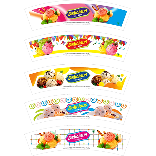Ice Cream Paper Cup Blank - Paper Material, 180ml Capacity, Multicolor Printed Design | Matte Surface Finish, Easy to Use, Disposable