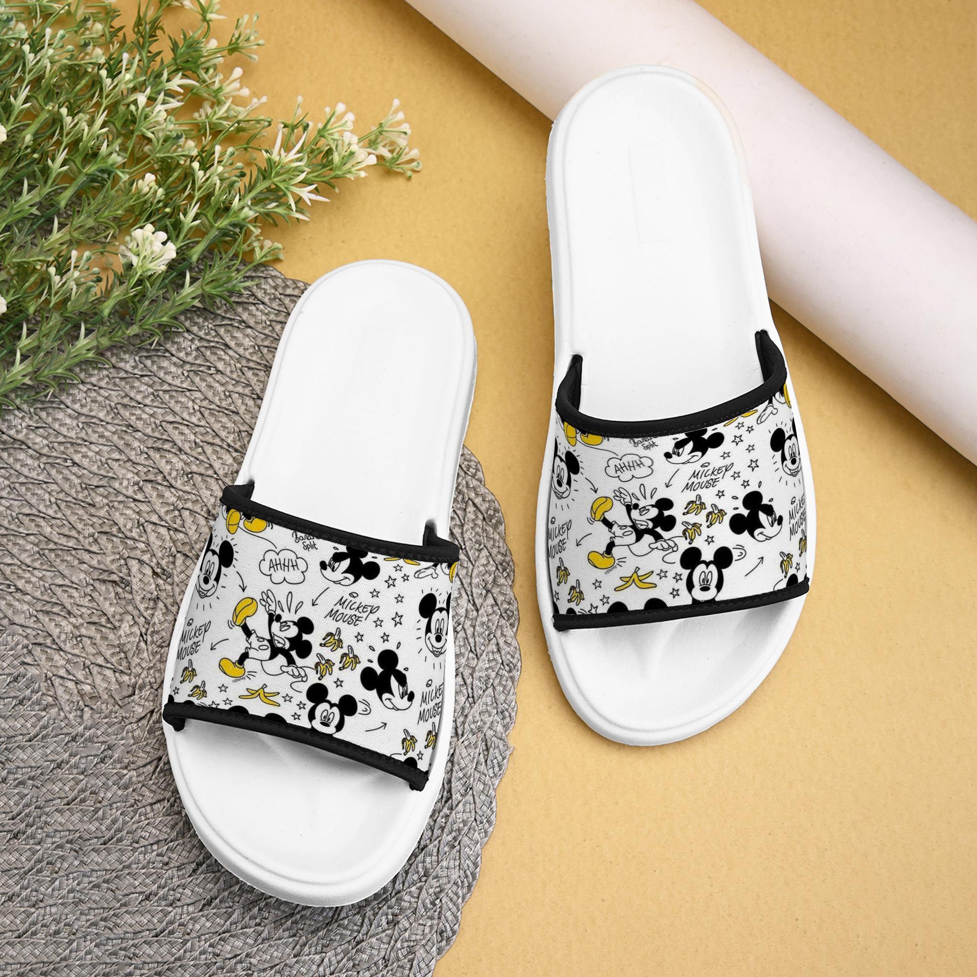 Mickey Mouse Printed Flip Flop Slippers for Women | Lightweight| Anti-slip| Extra Soft| Trendy| Indoor & Outdoor Stylish Ladies Chappal