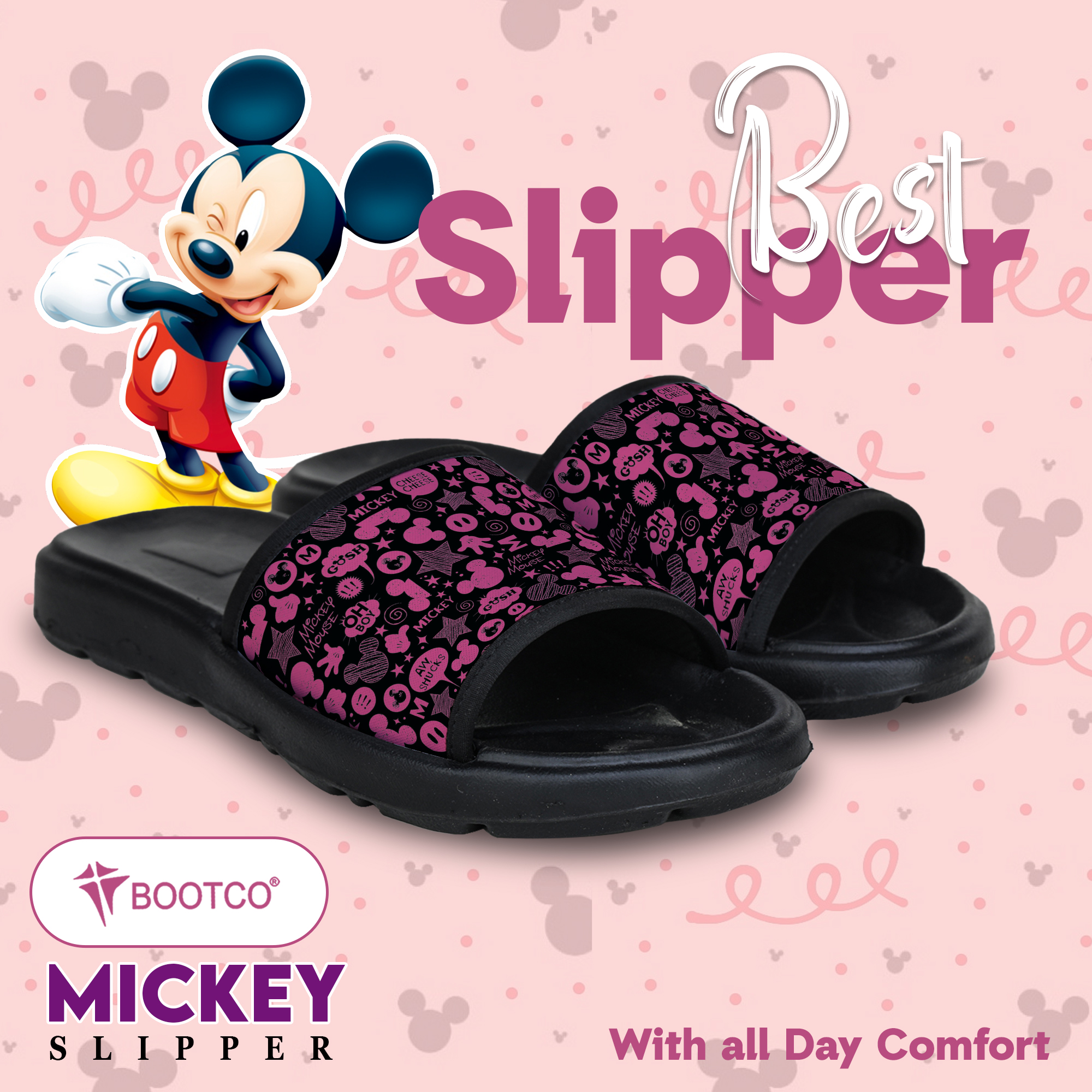 Mickey Mouse Printed Flip Flop Slippers for Women | Lightweight| Anti-slip| Extra Soft| Trendy| Indoor & Outdoor Stylish Ladies Chappal