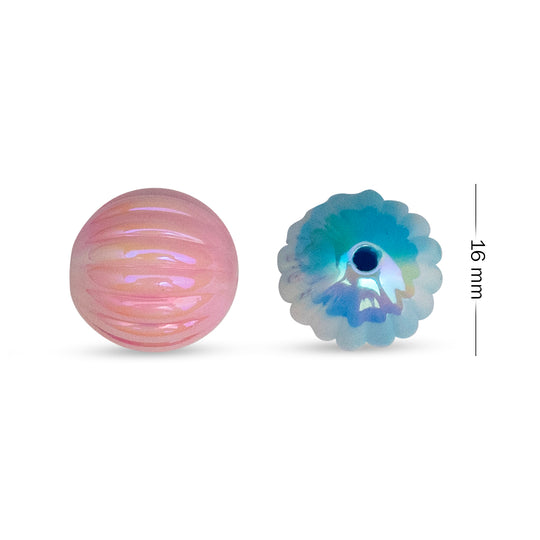 Assorted Shiny Pumpkin Shape Plastic Beads | Size: 16mm | Qty: 12pcs (High Quality)