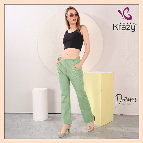 Krazy Light Green Casual Pant - Color: Different Available