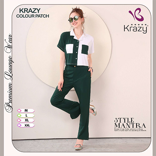 Krazy Green And White Casual Co-ord Set