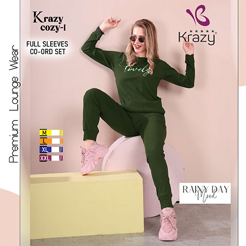 Krazy Dark Green Full Sleeve Co-Ord Set - Color: Different Available