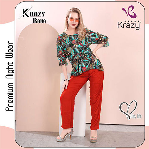 Krazy Printed Lycra Hosiery Co-ord Set