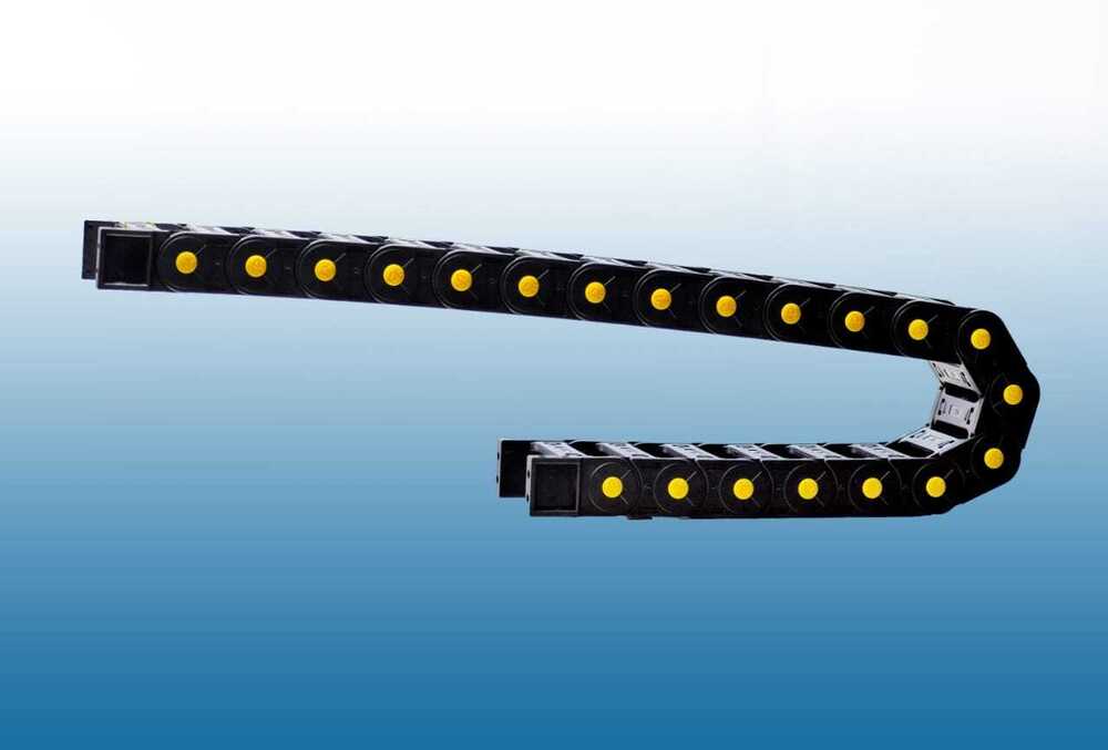 Cable Drag Chain - Plastic, Inner Width 9-200 Mm, Length 1-100 Mtr, Height 10-65 Mm, Black | High Flexibility, Impact Resistant, Easy Installation
