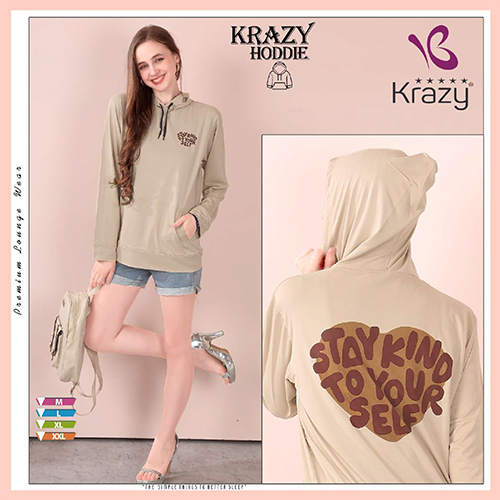 Krazy Beige Stylish Ladies Hoodie - Color: Different Available