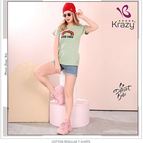 Krazy Light Green Cotton T-Shirt