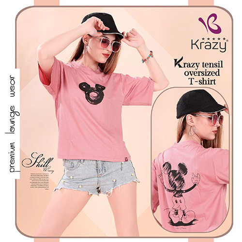 Krazy Light Pink Tencel Oversized T-Shirt