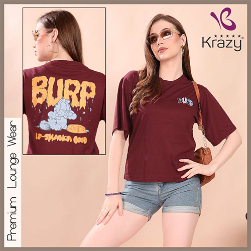 Krazy Burgundy Tencel Oversized T-Shirt - Color: Different Available