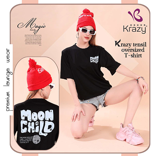 Krazy Black Tencel Oversized T-Shirt