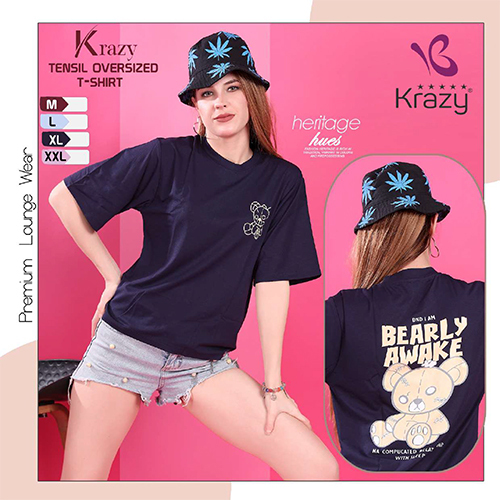 क्रेज़ी डार्क ब्लू ओवरसाइज़ टी-शर्ट