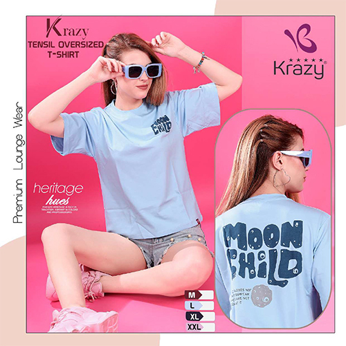 Krazy Sky Blue Oversized T-Shirt - Color: Different Available