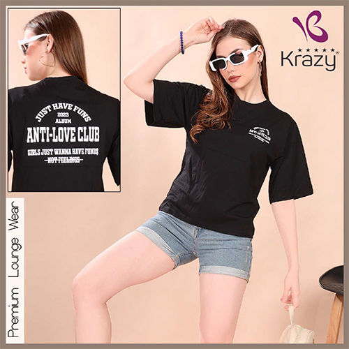 Krazy Black Ladies Oversized T-Shirt - Color: Different Available