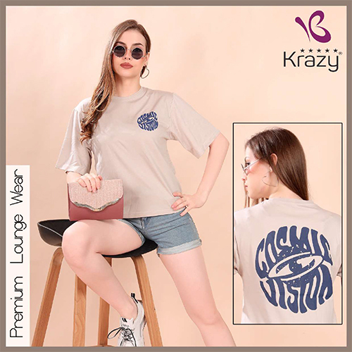 Krazy Solid Women Oversized T-Shirt