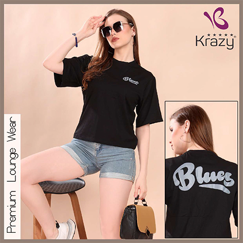 Krazy Black Cotton Oversized T-Shirt