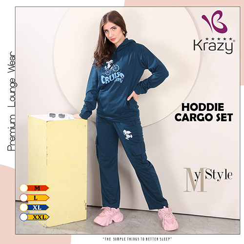 Dark Blue Fancy Hoodie Cargo Set