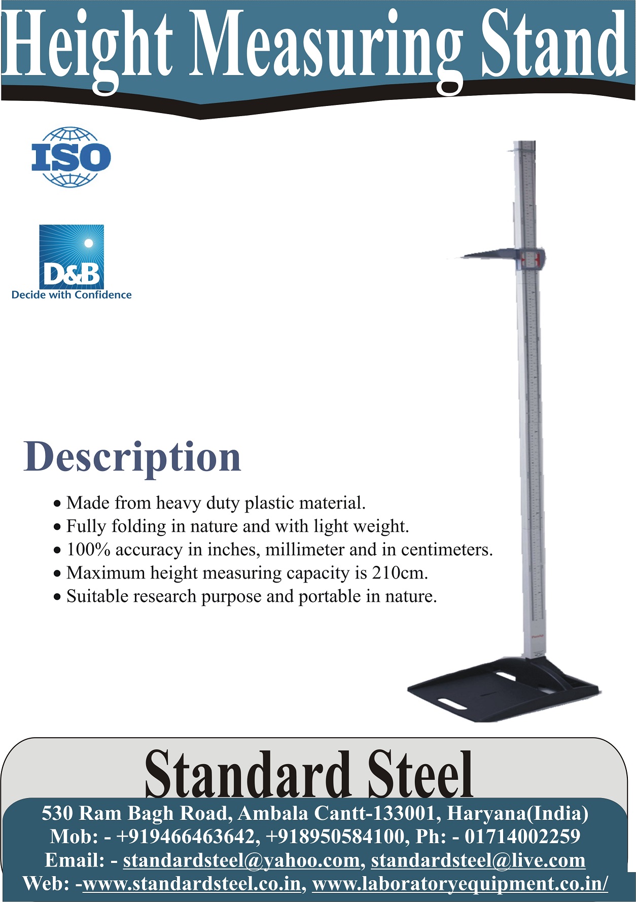 Height Measuring Stand - Material: Abs Plastic