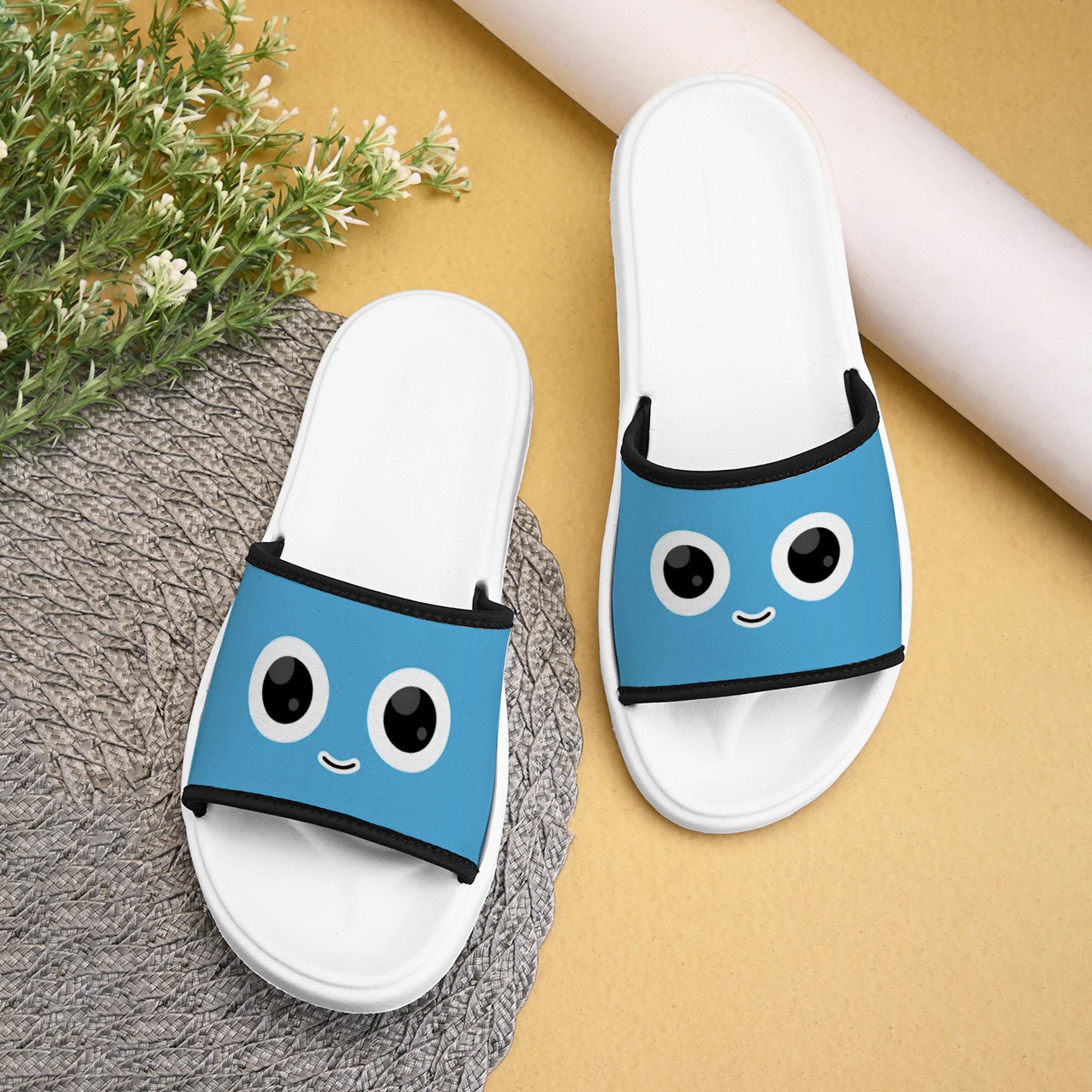 Moody Face Printed Women Slippers Flip Flop for Cute Girl - Lightweight, Washable Design, Durable - Stylish Chappal for Beach
