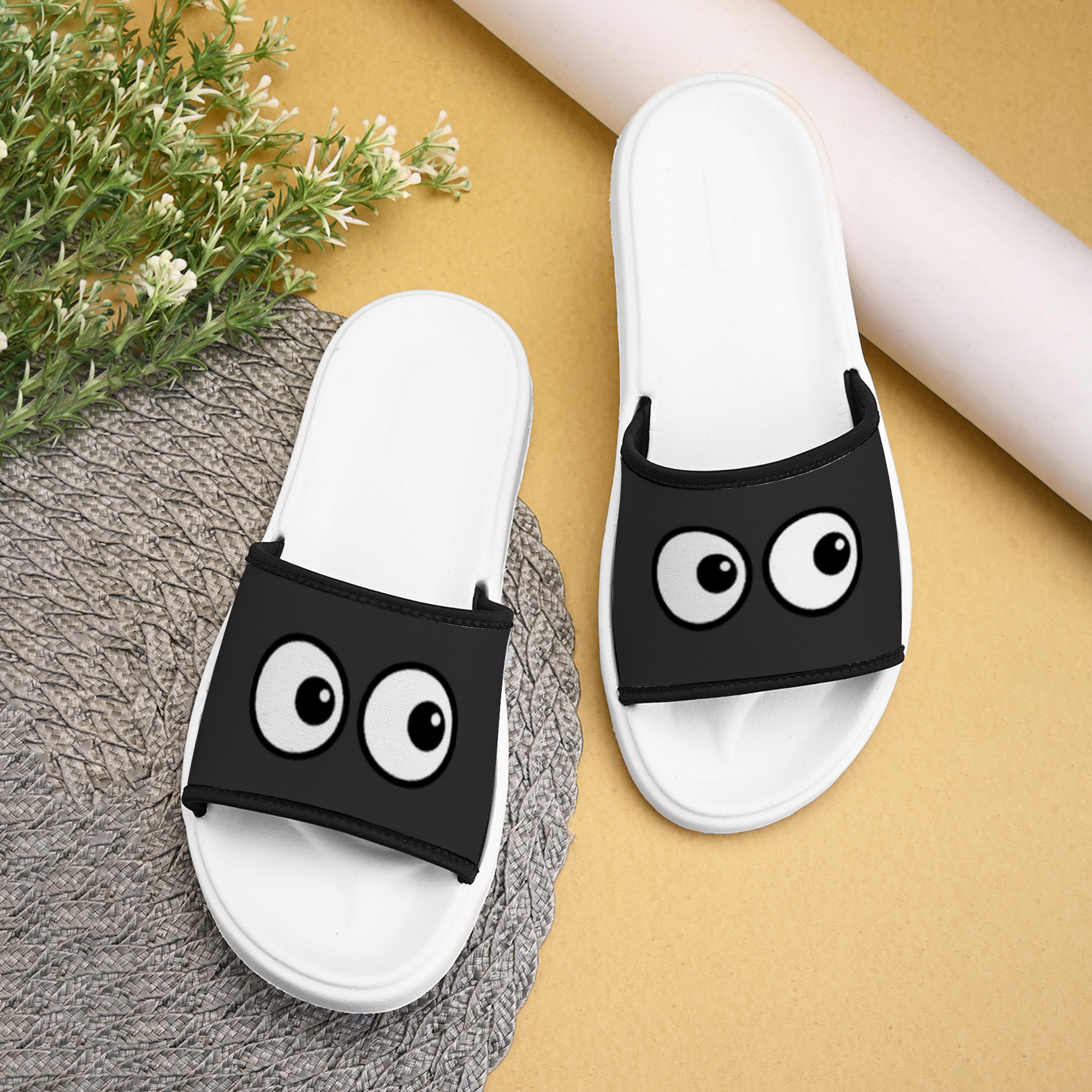 Moody Face Printed Women Slippers Flip Flop for Cute Girl - Lightweight, Washable Design, Durable - Stylish Chappal for Beach
