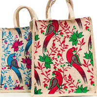 Printed Jute Bag - Eco-Friendly Multicolor Printed Design, Customizable Size and Logo | Durable and Biodegradable for Sustainable Shopping