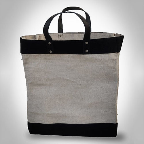 Plain Canvas Tote Bag - Color: Gray And Black