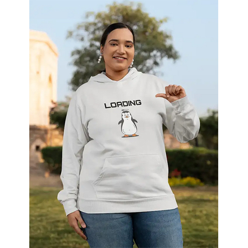 Women Casual Hoodie - 280 GSM Cotton Fleece, Melange Grey, Full Sleeves | Anti-Wrinkle, Breathable, Plus Size, Graphic Printed Design