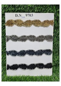 Jarkan Lace - Beaded And Thread Wavy Lace, 2-4 Cm Width | Gold Color For Garment Embellishment, Craft Projects, Fashion Accessories