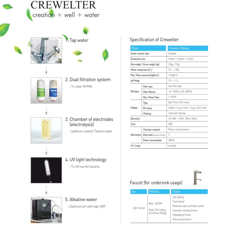 Alkaline water ionizer CREWELTER 9 plates ionized alkaline water Home appliances water treatment appliances