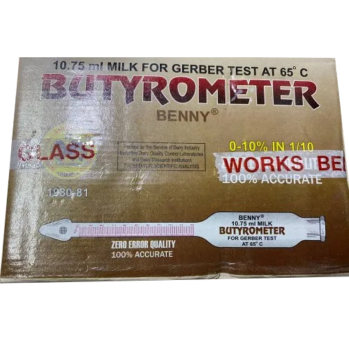 Zero Error Milk Butyrometer - High-quality Glass, 130 Grams, Classic White | Accurate Fat Content Measurement For Industry & Lab Use