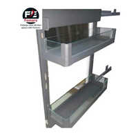 Grey Soft Close Glass Bottle Pull Out - Stainless Steel & Glass, Various Sizes Available For Kitchen And Living Room Storage