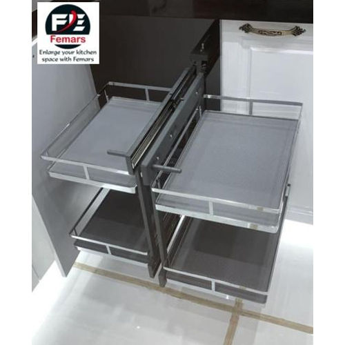 Flatwire Crome Finish Softclose Magic Corner - Application: Kitchen & Living Room