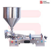 Double Head Pneumatic Paste Filler Machine - 220V Electric-Driven, Normal Air Consumption | 5-Year Warranty, Ideal for High Viscosity Liquids