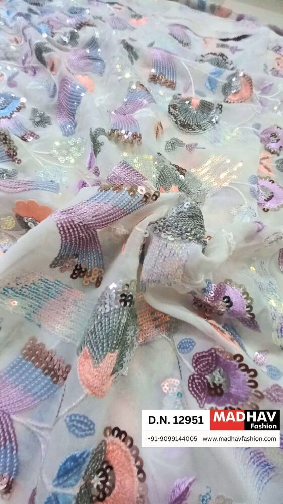 Shop Now Luxurious Sequins Georgette Fabric for Bridal & Partywear