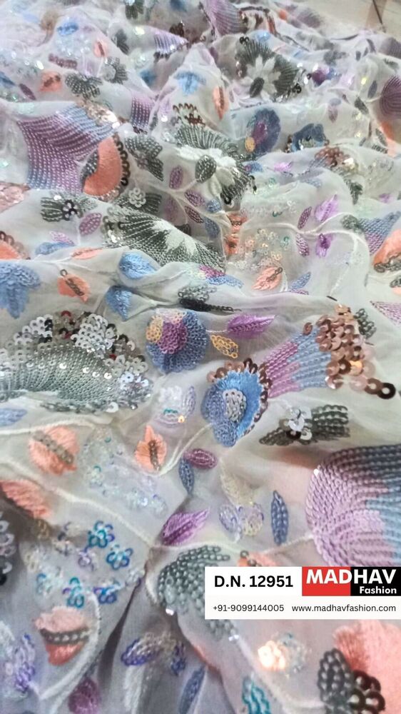 Shop Now Luxurious Sequins Georgette Fabric for Bridal & Partywear